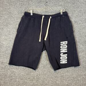 Ron Jon Surf Shop Shorts‎ Mens Large Blue Fleece Sweatshorts Casual Distressed